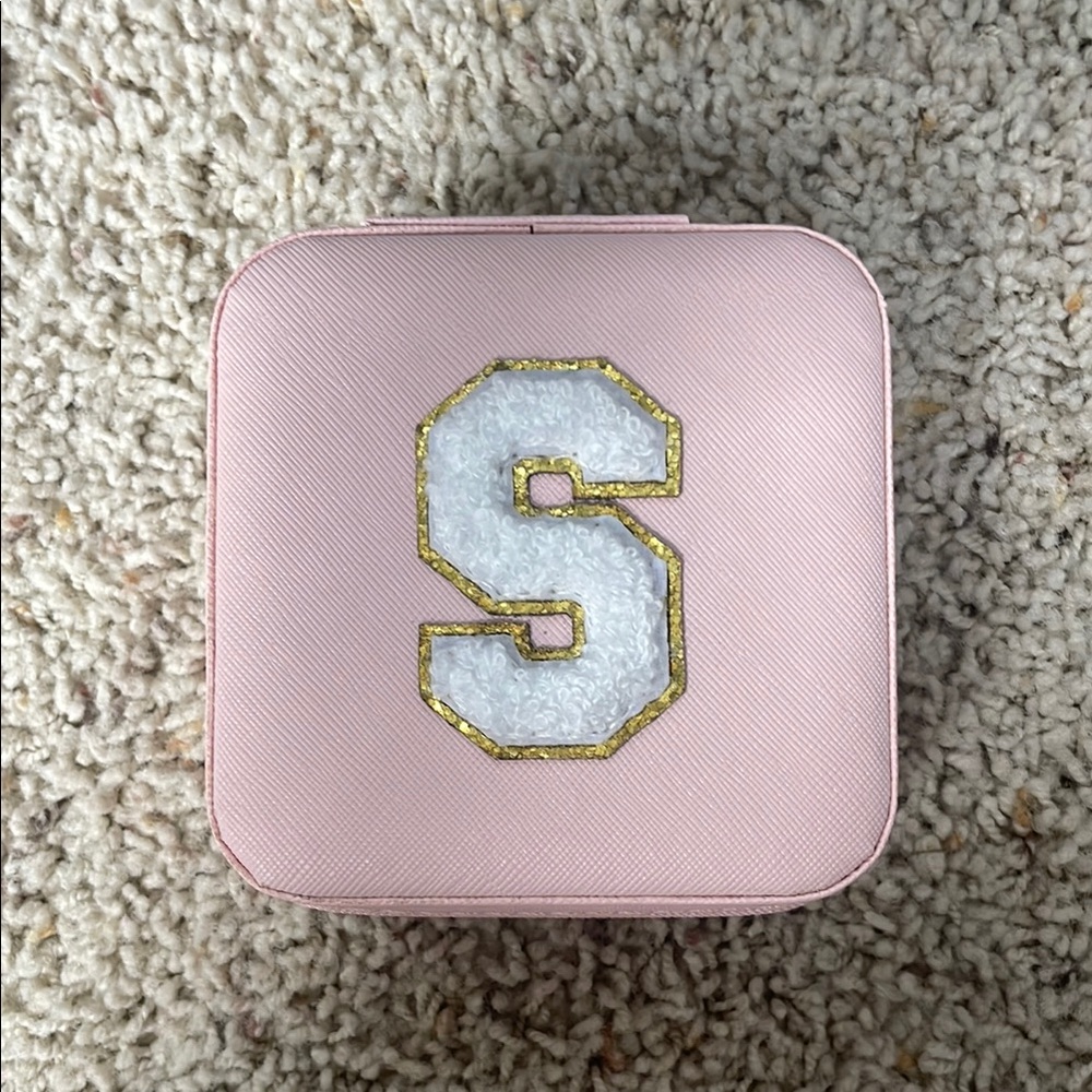 Pink Jewelry Box with Gold and White 'S'
